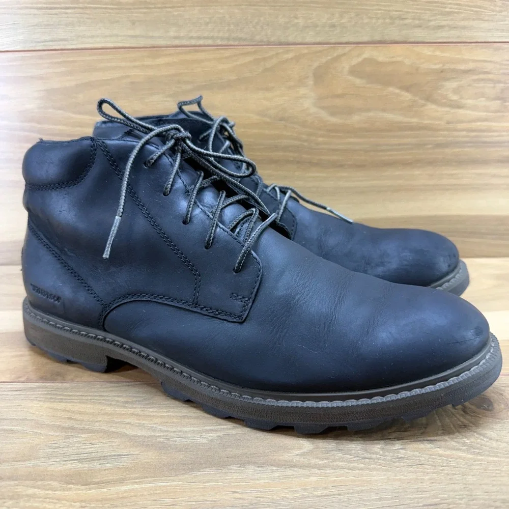 Sorel Madson II Chukka Boot Mens 11 Black Leather Business Casual Lace Up Modern